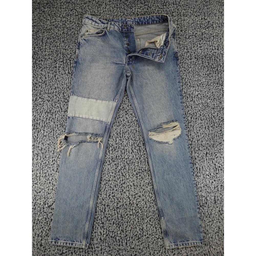 Ksubi Chitch Distressed Jeans Mens 34 Blue Good Slim Taper Patchwork Streetwear